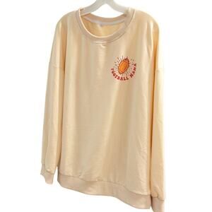 NEW Women's Crewneck Sweatshirt "Football Mama" Graphic Canary Yellow Size XL